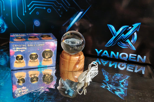 YANQEN Orb 3D: Lámpara de Cristal Giratoria 360°