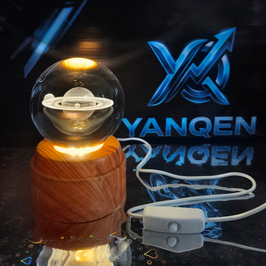 YANQEN Orb 3D: Lámpara de Cristal Giratoria 360°